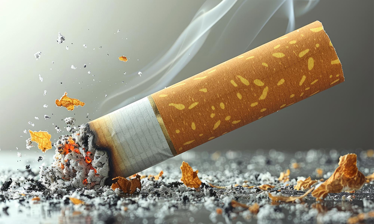 Cigarette écrasée pour simuler un arrêt du tabac